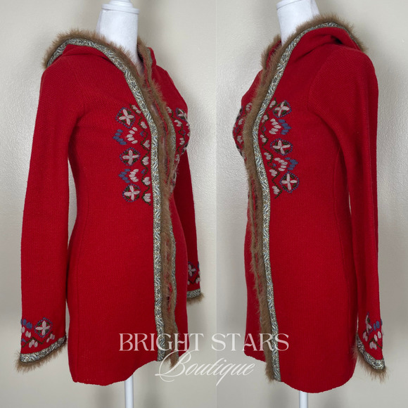Rare Vintage Hooded Cardigan ASO Willow Rosenberg BtVS Red Embroidered Knit - Picture 7 of 13